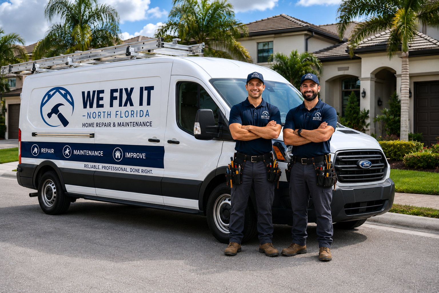 Jacksonville handyman from We Fix It North Florida installing a TV wall mount
